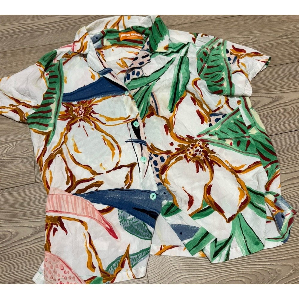 Jams World Honolulu Men's Hawaiian Button down Shirt Size Large multicolor‎